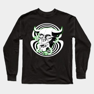 Surreal Demon Skull Neon Green Glow Long Sleeve T-Shirt